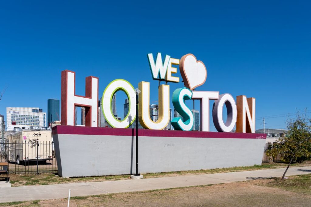 A We Love Houston sign
